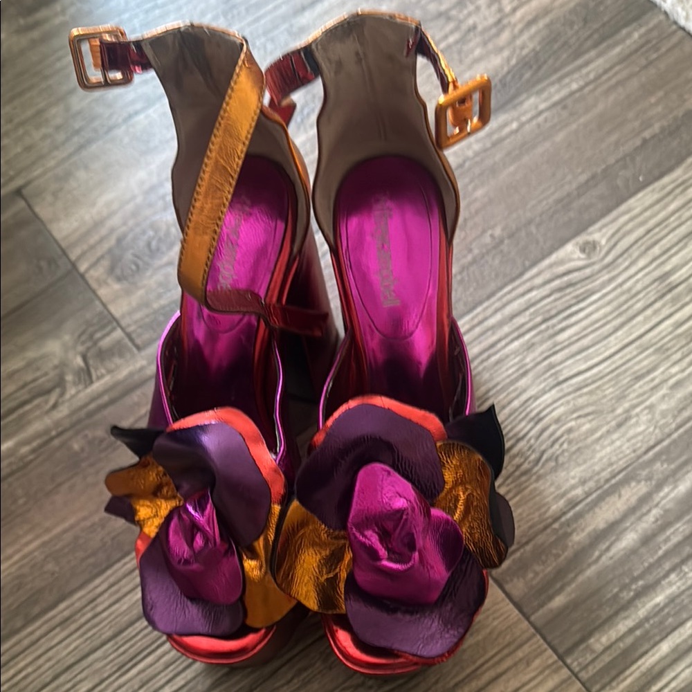 Jeffrey Campbell Pink and Purple Heels with Ankle Strap